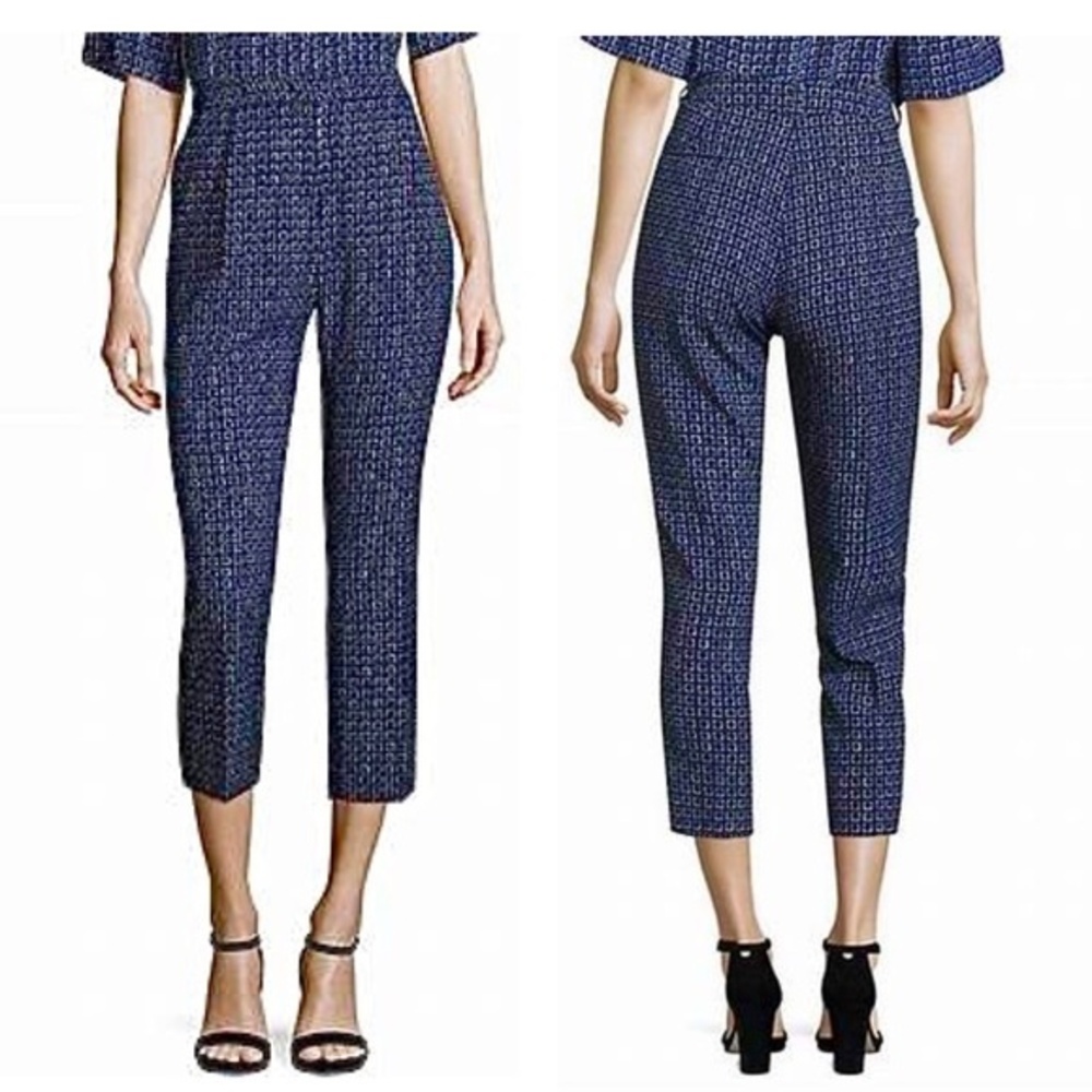 MAX MARA WEEKEND  Esperia Sable Diamond Print Pants in China Blue 10 NWT